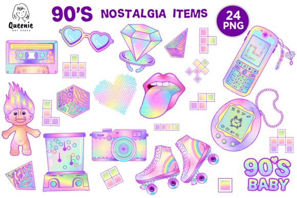 Download 90s Nostalgia Items Illustration Bundle - Premium Resources