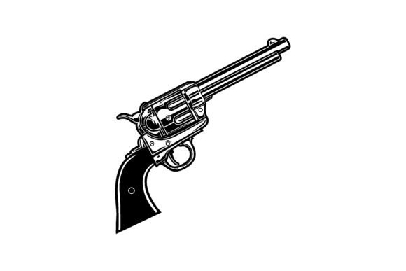 Download Old Revolver Vector Illustration Monochrome - Revolver Collection